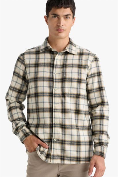 قميص كاروهات قطن قصة عادية بياخة بولو