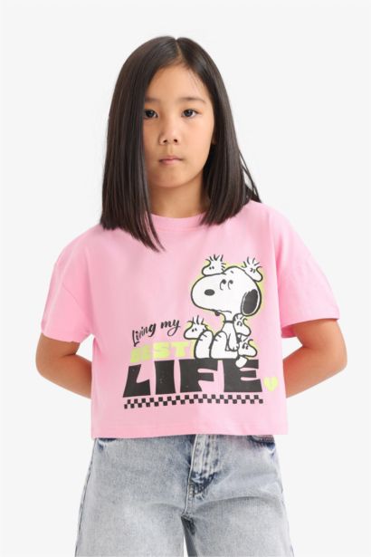T-shirt Snoopy à manches courtes et col rond pour fille