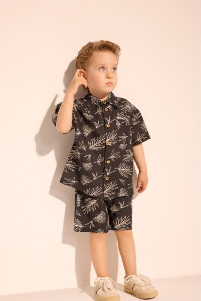 Baby Boy Printed Flame Poplin 2 Piece Set
