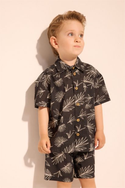 Baby Boy Printed Flame Poplin 2 Piece Set