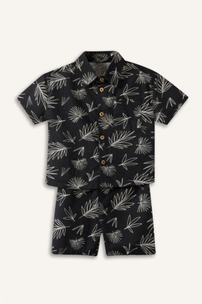 Baby Boy Printed Flame Poplin 2 Piece Set