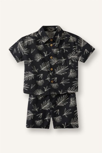 Baby Boy Printed Flame Poplin 2 Piece Set