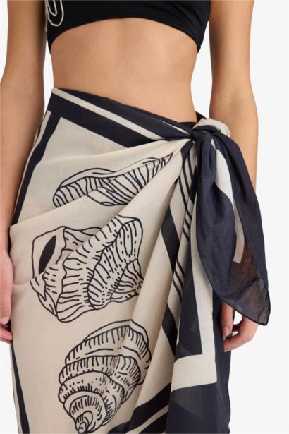 Fall in Love Regular Fit Palm Tree Patterned Cotton Beachwear