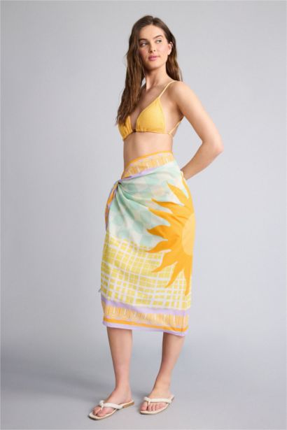 Fall in Love Regular Fit Palm Tree Patterned Cotton Beachwear