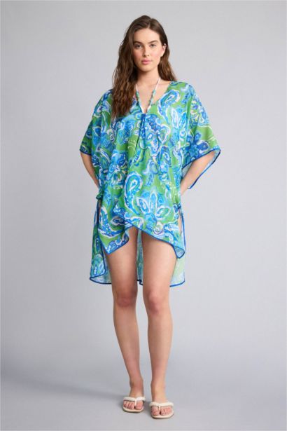 Cache-maillot en mousseline à motif tropical