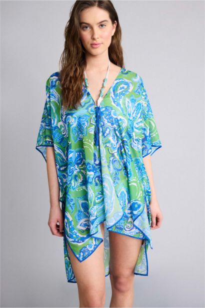 Cache-maillot en mousseline à motif tropical