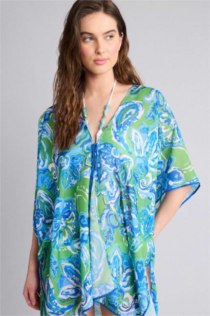 Cache-maillot en mousseline à motif tropical