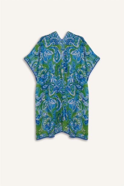 Cache-maillot en mousseline à motif tropical