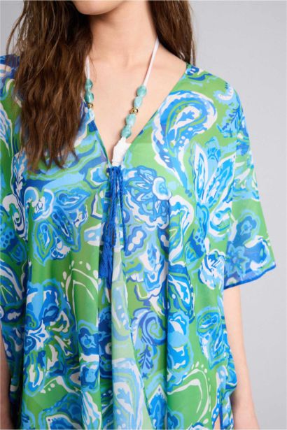 Cache-maillot en mousseline à motif tropical