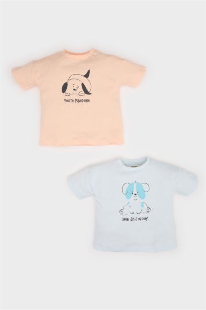Baby Boy Crew Neck Printed Cotton 2 Piece T-Shirt