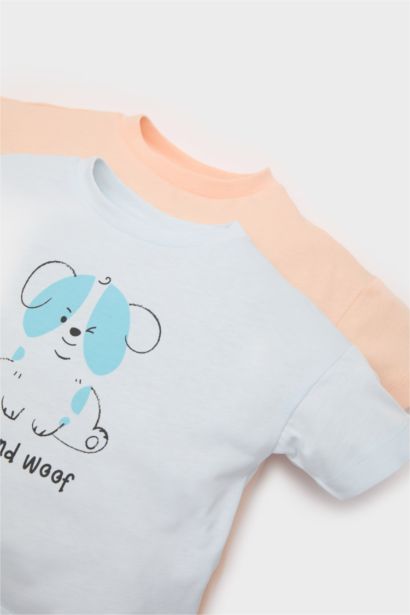 Baby Boy Crew Neck Printed Cotton 2 Piece T-Shirt