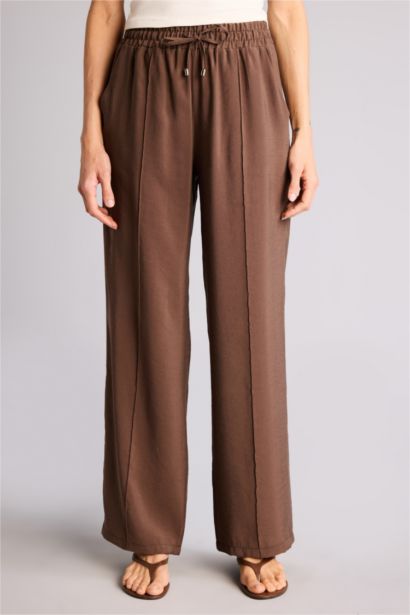 Wıde Leg Yüksek Bel Düz Paça Modal Pantolon