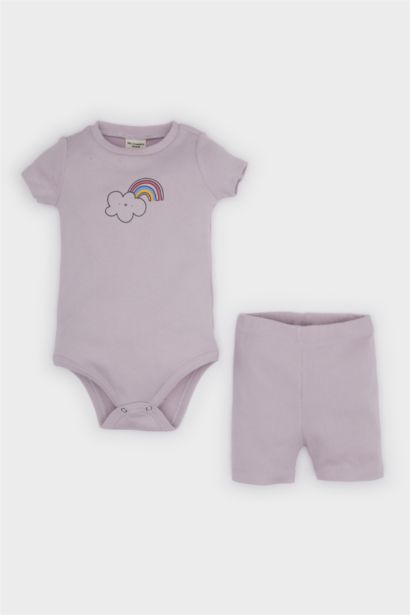 Ensemble Body imprimé arc-en-ciel et Short pour bébé fille