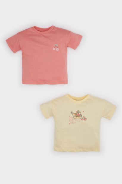 Lot de 2 T-shirts imprimés à manches courtes pour bébé fille