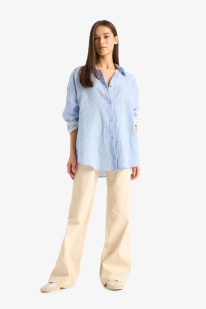 Oversize Fit Muslin Long Sleeve Shirt