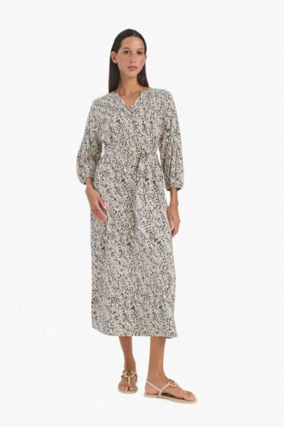 Animal Print Half Sleeve Maxi Dress