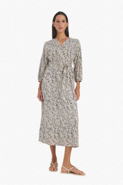 Animal Print Half Sleeve Maxi Dress