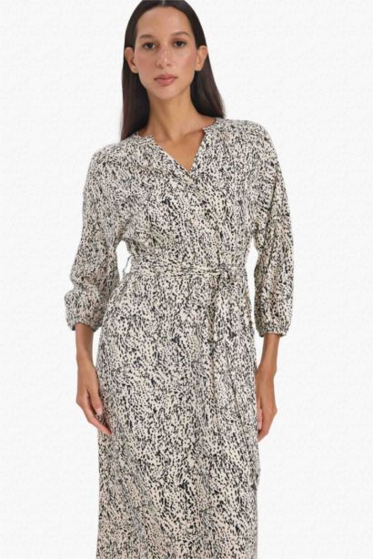 Animal Print Half Sleeve Maxi Dress