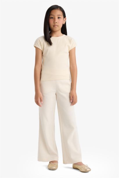 Girl Waffle Wide Leg Trousers