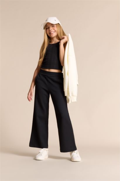 Girl Waffle Wide Leg Trousers