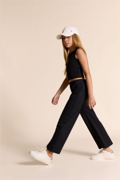 Girl Waffle Wide Leg Trousers