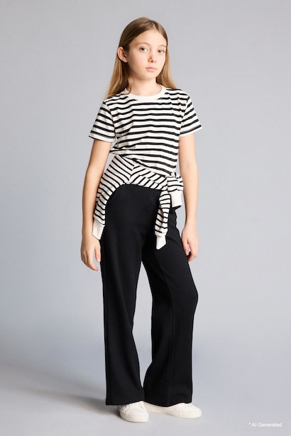 Girl Wide Leg Waffle Trousers