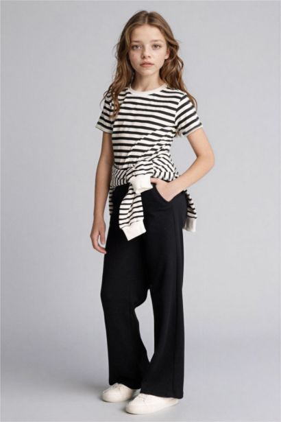 بنطرون بناتي وافل وايد ليج برجل واسع