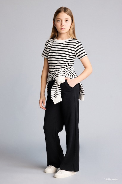Girl Wide Leg Waffle Trousers