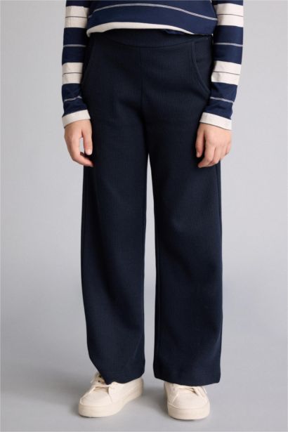 بنطرون بناتي وافل وايد ليج برجل واسع