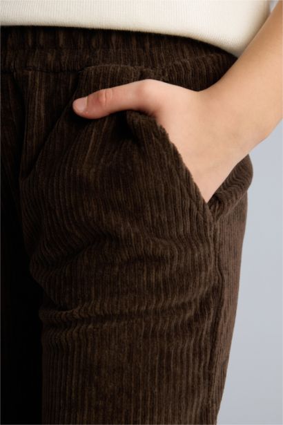Wide Leg Fitilli Kadife Pantolon Kız Çocuk