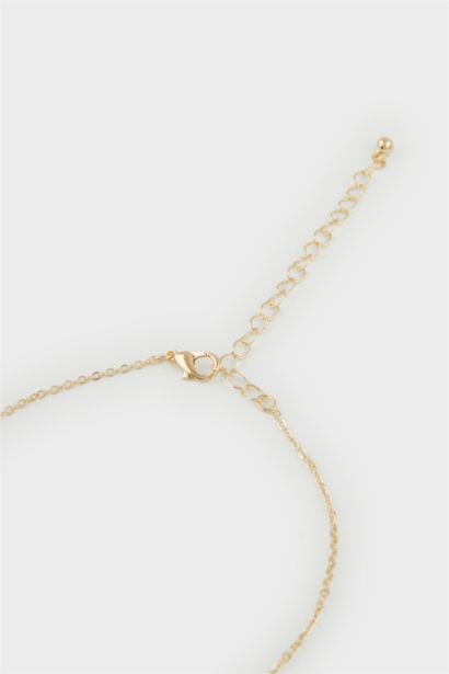 Woman Red Floral Gold Necklace