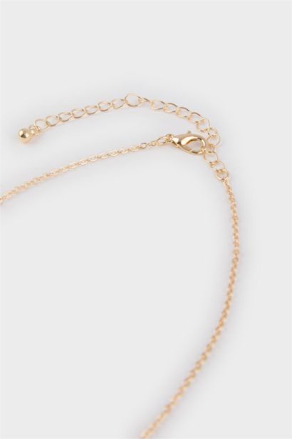 Woman White Floral Gold Necklace