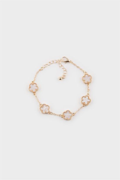 اسورة  نسائية ذهبية ورد أبيض