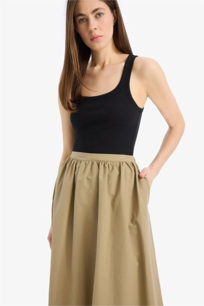 Débardeur slim basique côtelé à col rond