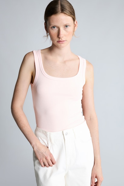 Slim Fit Basic Round Neck Ribbed Camisole Top