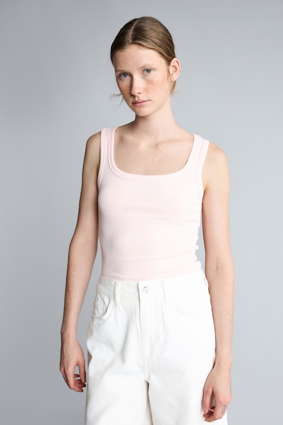 Slim Fit Basic Round Neck Ribbed Camisole Top
