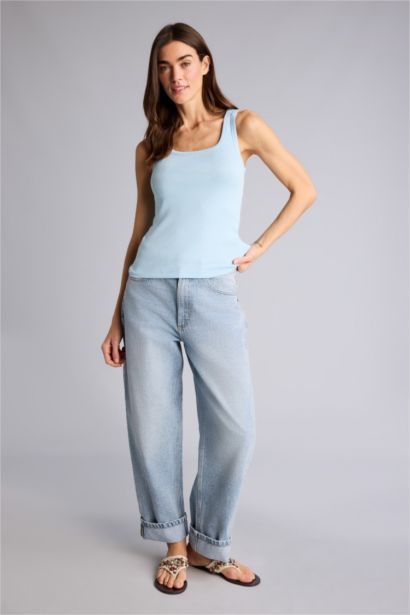 Slim Fit Basic Camisole Round Collar Tank Top