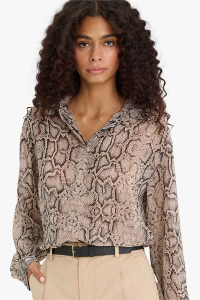 Chemise en mousseline imprimée à manches longues