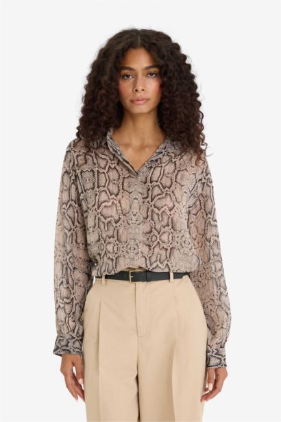 Chemise en mousseline imprimée à manches longues