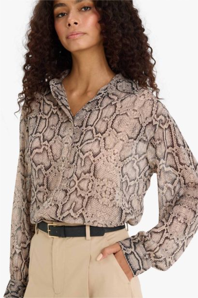 Chemise en mousseline imprimée à manches longues