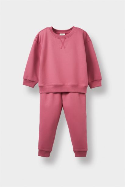 Baby Girl Soft Fleece Inside Sweatshirt Sweatpants 2 Piece Set