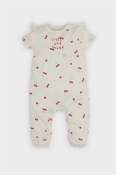 Baby Girl Newborn Fruit Patterned Cotton Jumpsuit