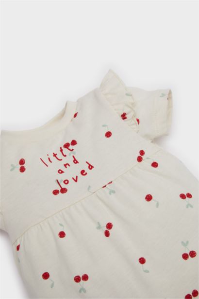 Baby Girl Newborn Fruit Patterned Cotton Jumpsuit