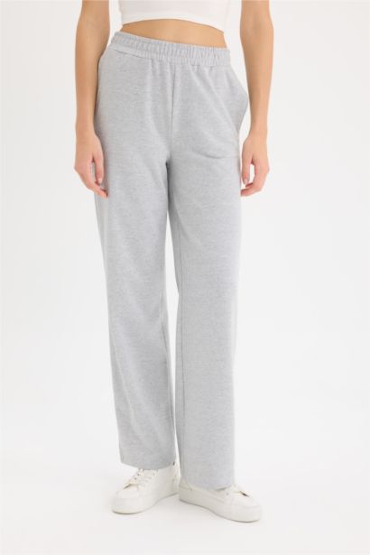 Straight Fit Thin Sweatshirt Fabric Trousers