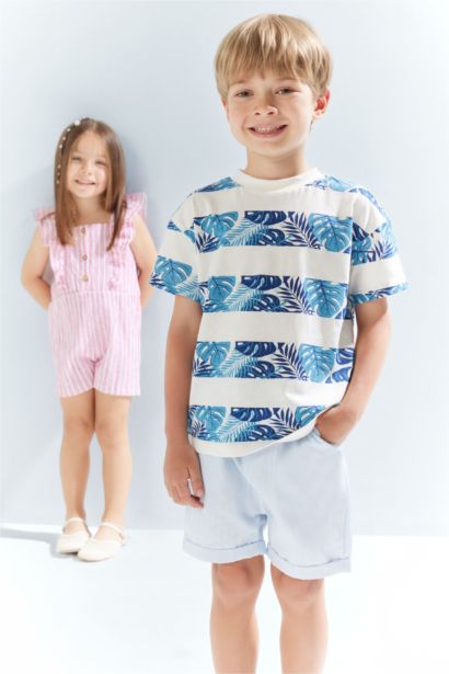 T-shirt à manches courtes et col rond à motifs pour bébé garçon