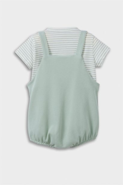 Baby Boy Striped Short Sleeve Waffle 3 Piece Set