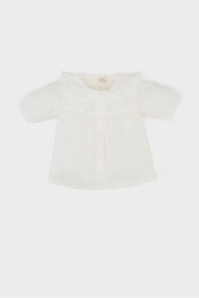 Baby Girl Lace Collar Flam Poplin Shirt