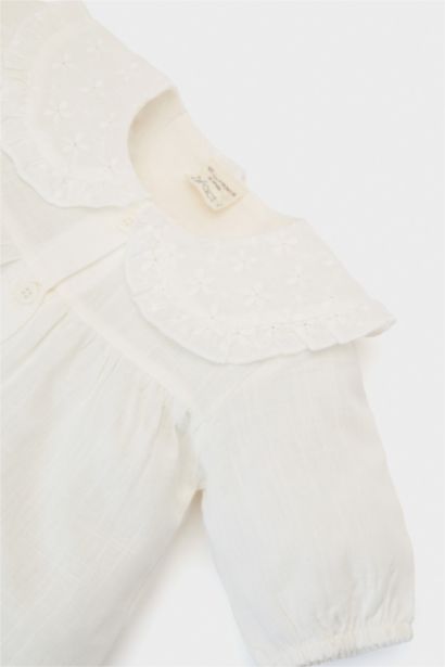 Baby Girl Lace Collar Flam Poplin Shirt