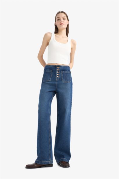 Длинные джинсы 90's Wide Leg с высокой талией и эффектом 