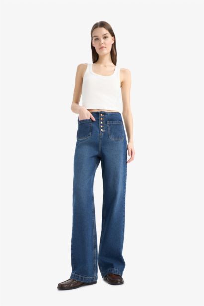 Длинные джинсы 90's Wide Leg с высокой талией и эффектом 